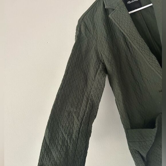 Madewell Green Diamond Jacquard Shaw Blazer Jacket Size XXS Preppy Chic Winter - Picture 8 of 11